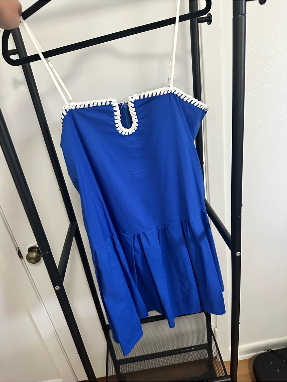 Stitch Detail Blue Mini Dress Size M NWT
